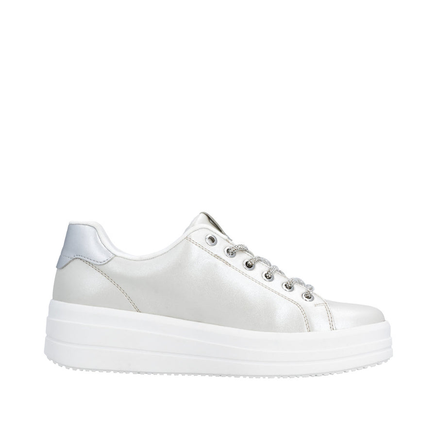 Remonte D1C10-90 Silver/White Lace Up Sneaker