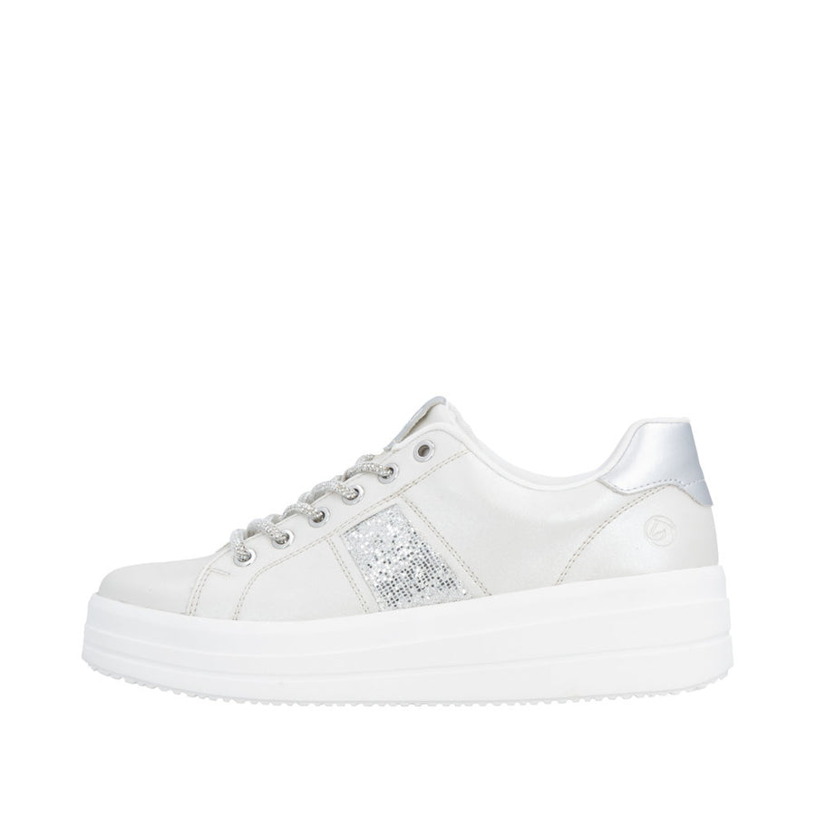 Remonte D1C10-90 Silver/White Lace Up Sneaker