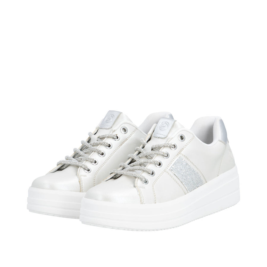 Remonte D1C10-90 Silver/White Lace Up Sneaker
