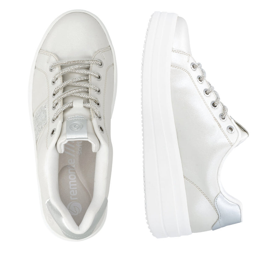 Remonte D1C10-90 Silver/White Lace Up Sneaker