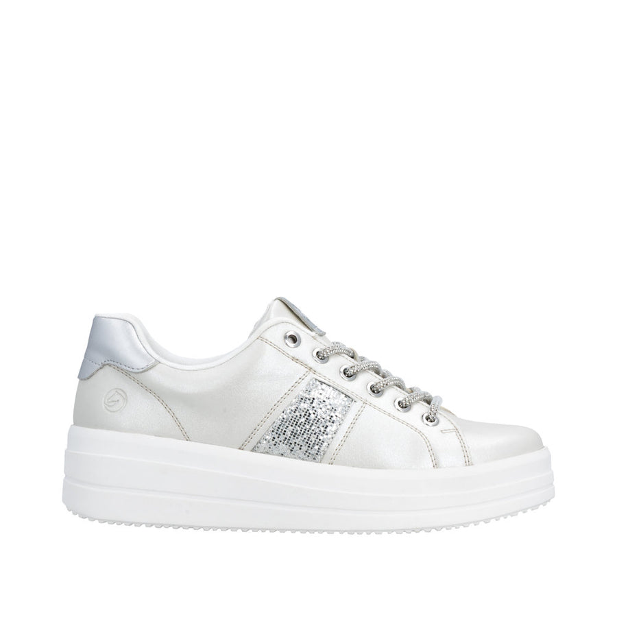 Remonte D1C10-90 Silver/White Lace Up Sneaker