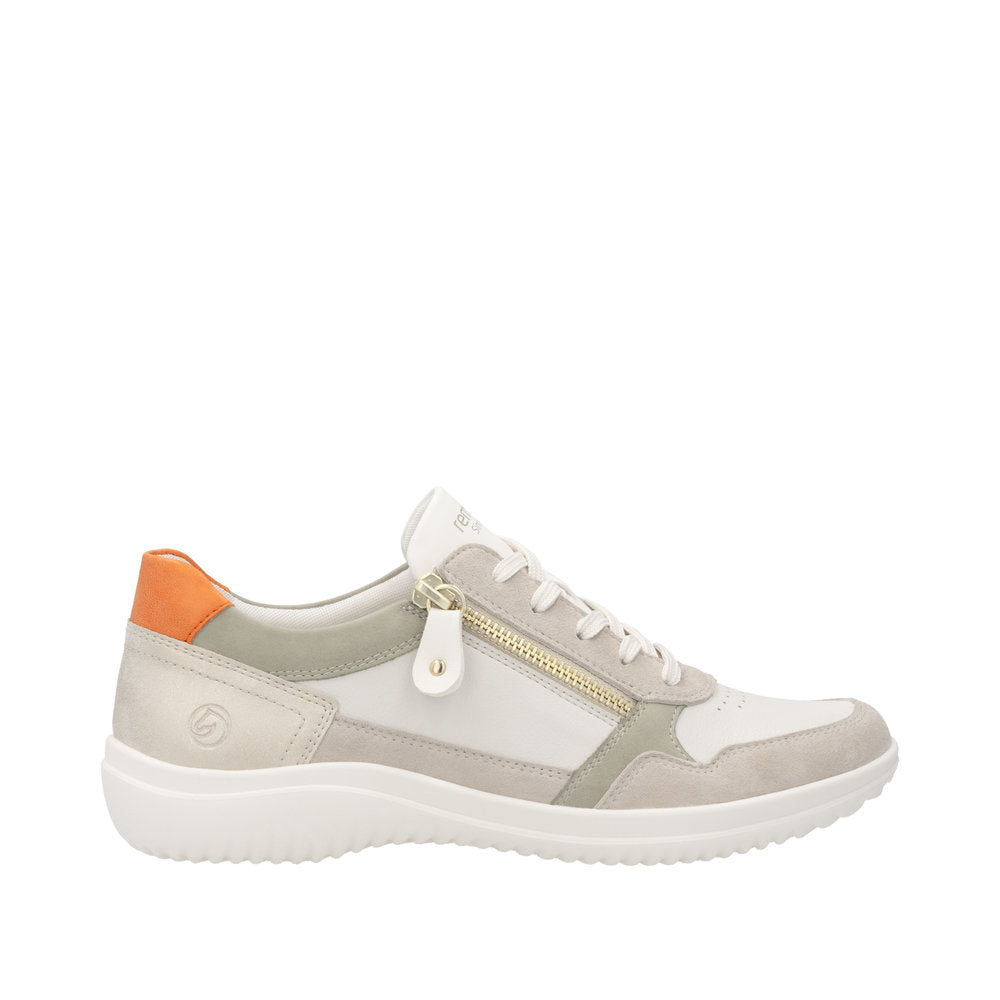 Remonte D1E06-80 White/Beige Wide Fit Colour Trainer