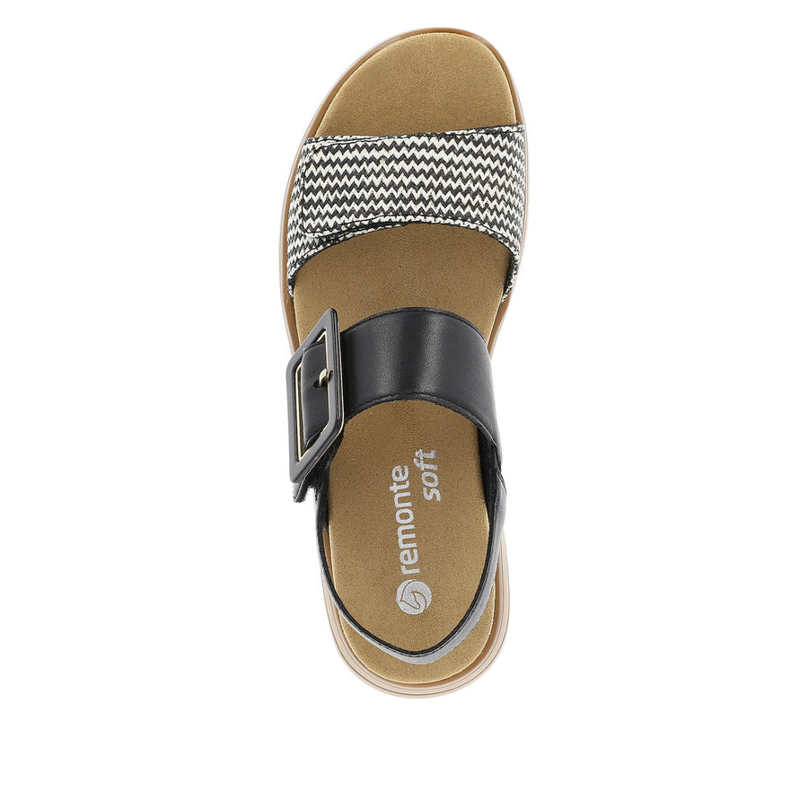 Remonte D1J53-02 Black/White Adjustable Sandal