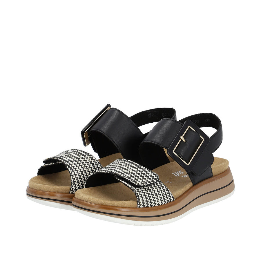Remonte D1J53-02 Black/White Adjustable Sandal