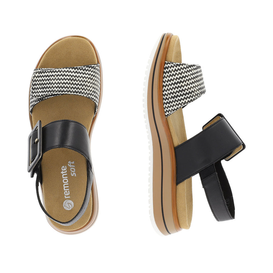 Remonte D1J53-02 Black/White Adjustable Sandal