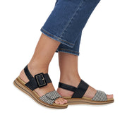 Remonte D1J53-02 Black/White Adjustable Sandal