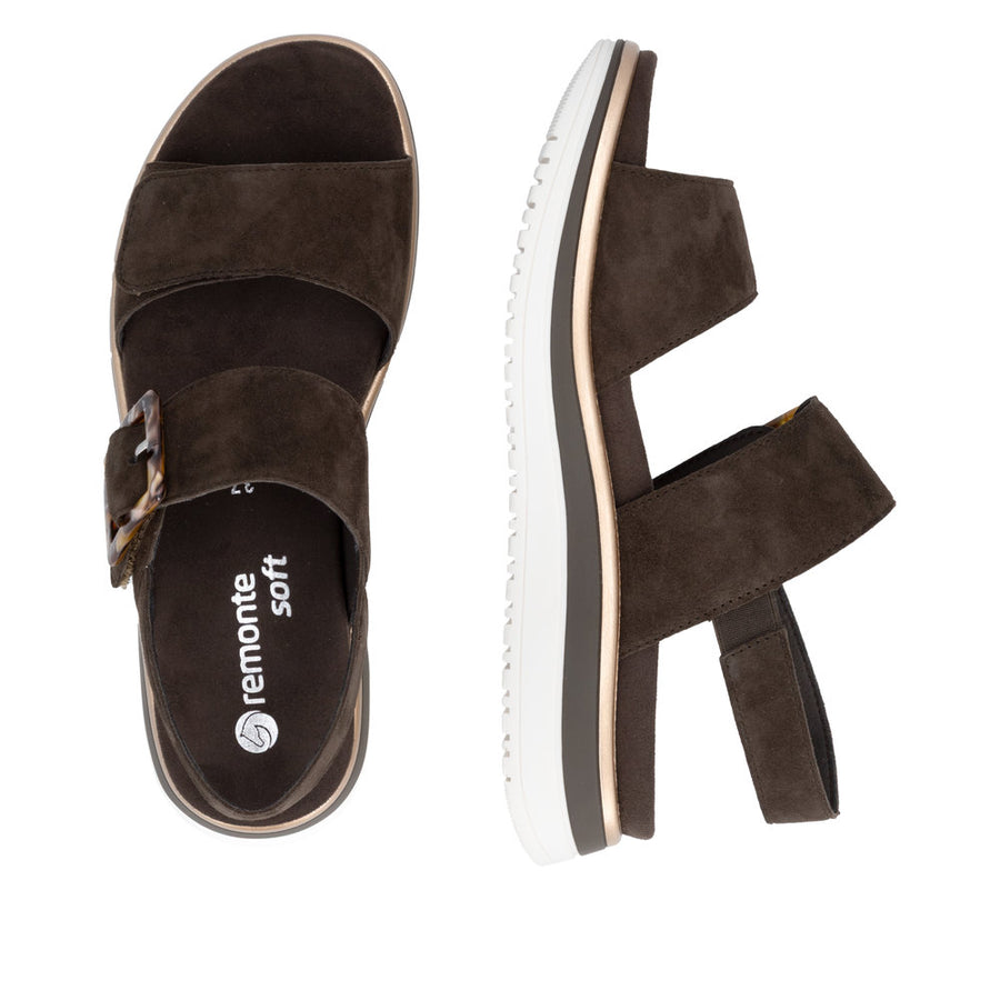 Remonte D1J62-25 Brown Suede Adjustable Sandal