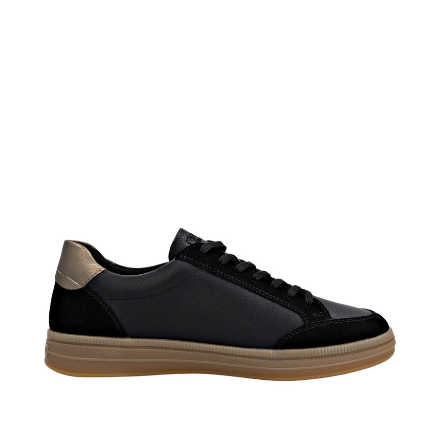 Remonte D2C04-03 Wide Fit Waterproof Black/Gold Sneakers