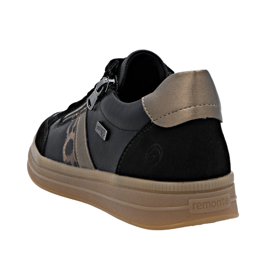 Remonte D2C04-03 Wide Fit Waterproof Black/Gold Sneakers
