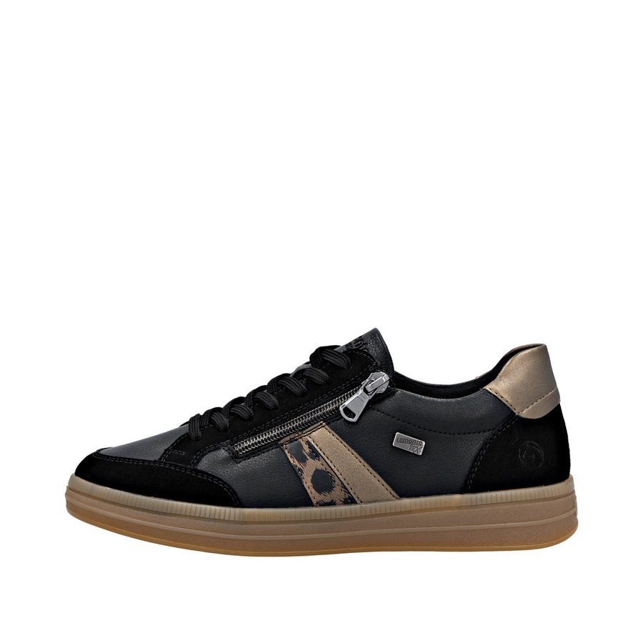 Remonte D2C04-03 Wide Fit Waterproof Black/Gold Sneakers