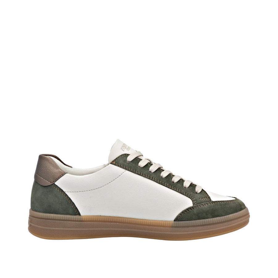 Remonte D2C04-60 Wide Fit Waterproof Cream/Green Sneakers