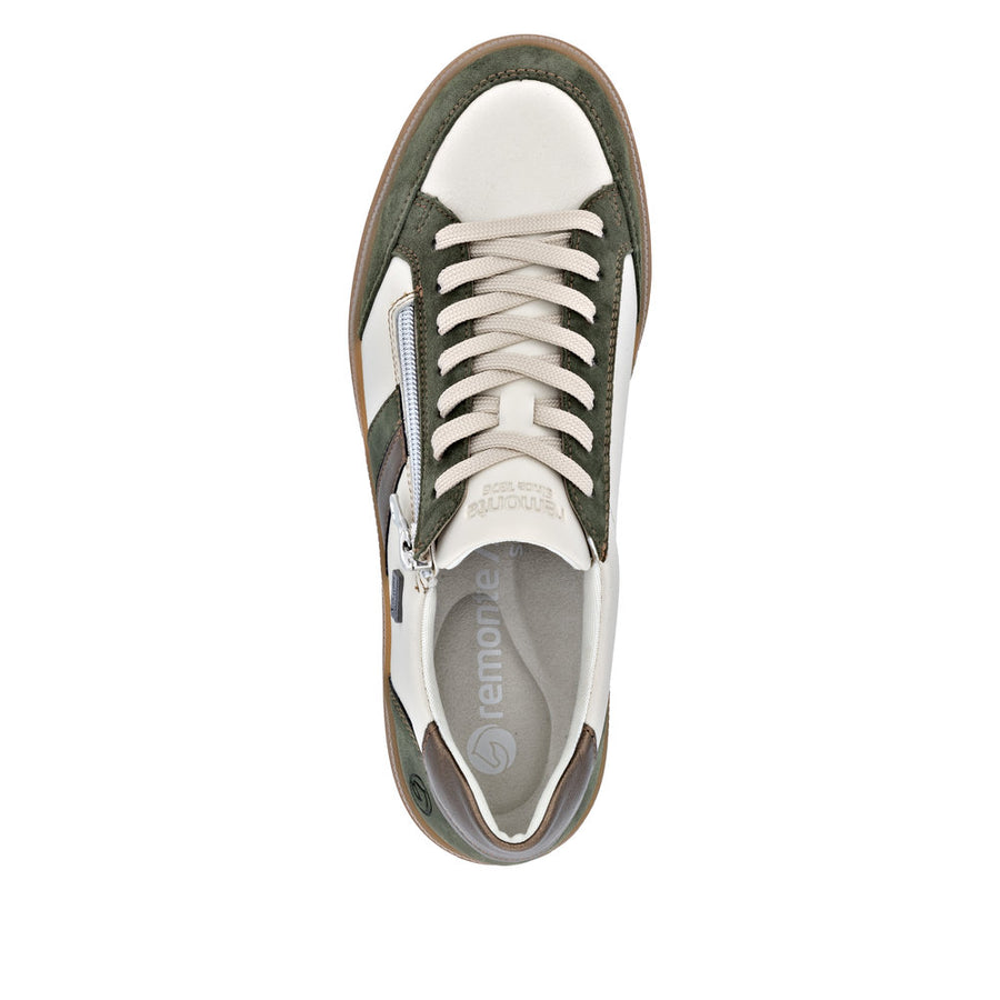 Remonte D2C04-60 Wide Fit Waterproof Cream/Green Sneakers