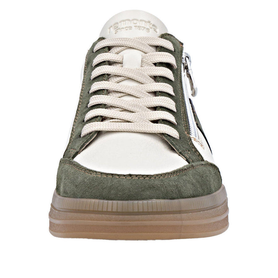 Remonte D2C04-60 Wide Fit Waterproof Cream/Green Sneakers