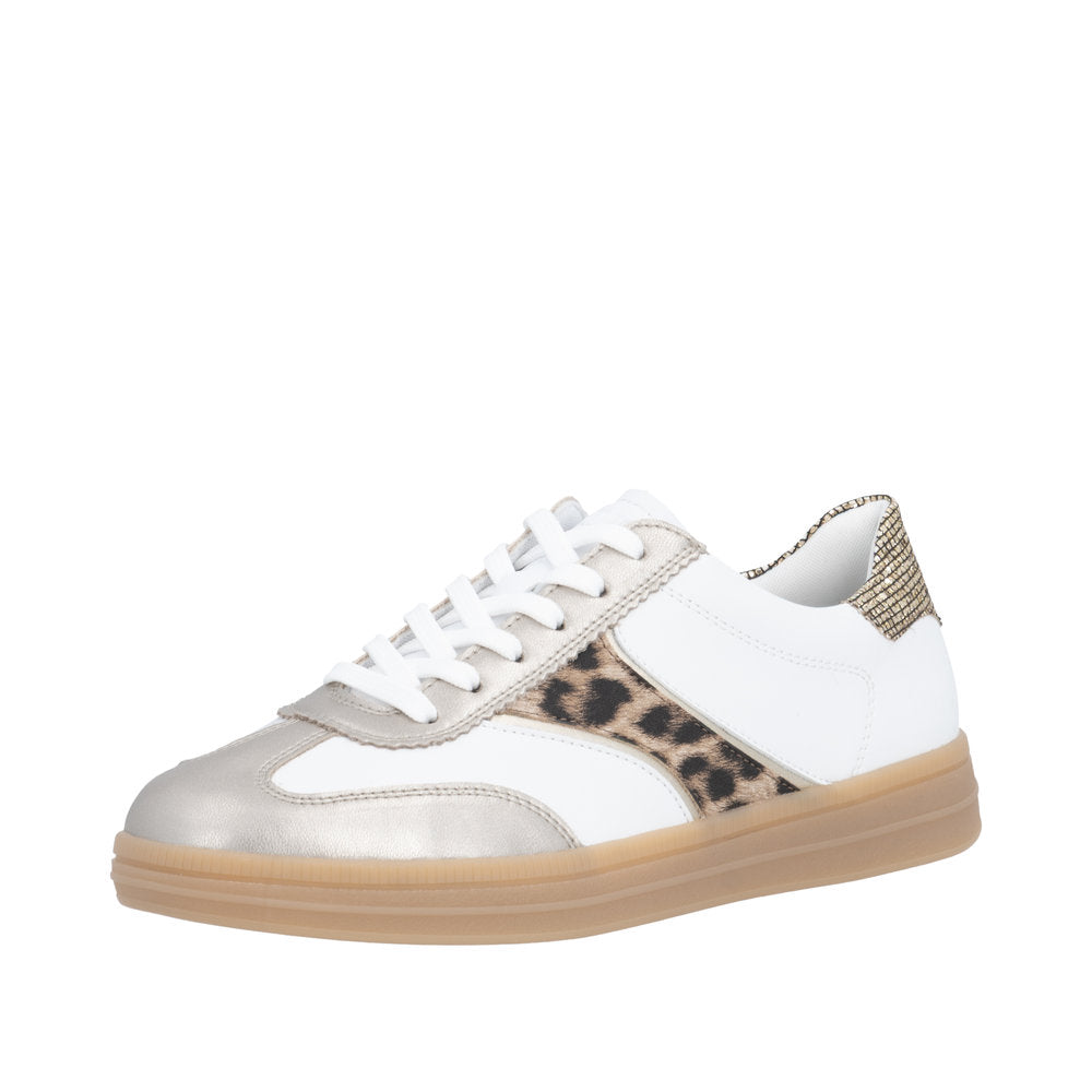 Remonte D2C05-80 White/Leopard Trainer Wide Fit