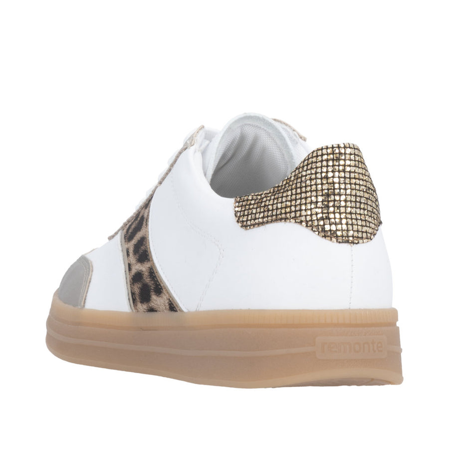 Remonte D2C05-80 White/Leopard Trainer Wide Fit