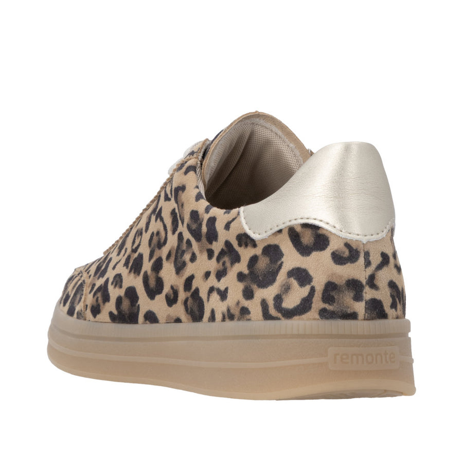 Remonte D2C06-90 Brown Leopard Print Trainer Wide Fit