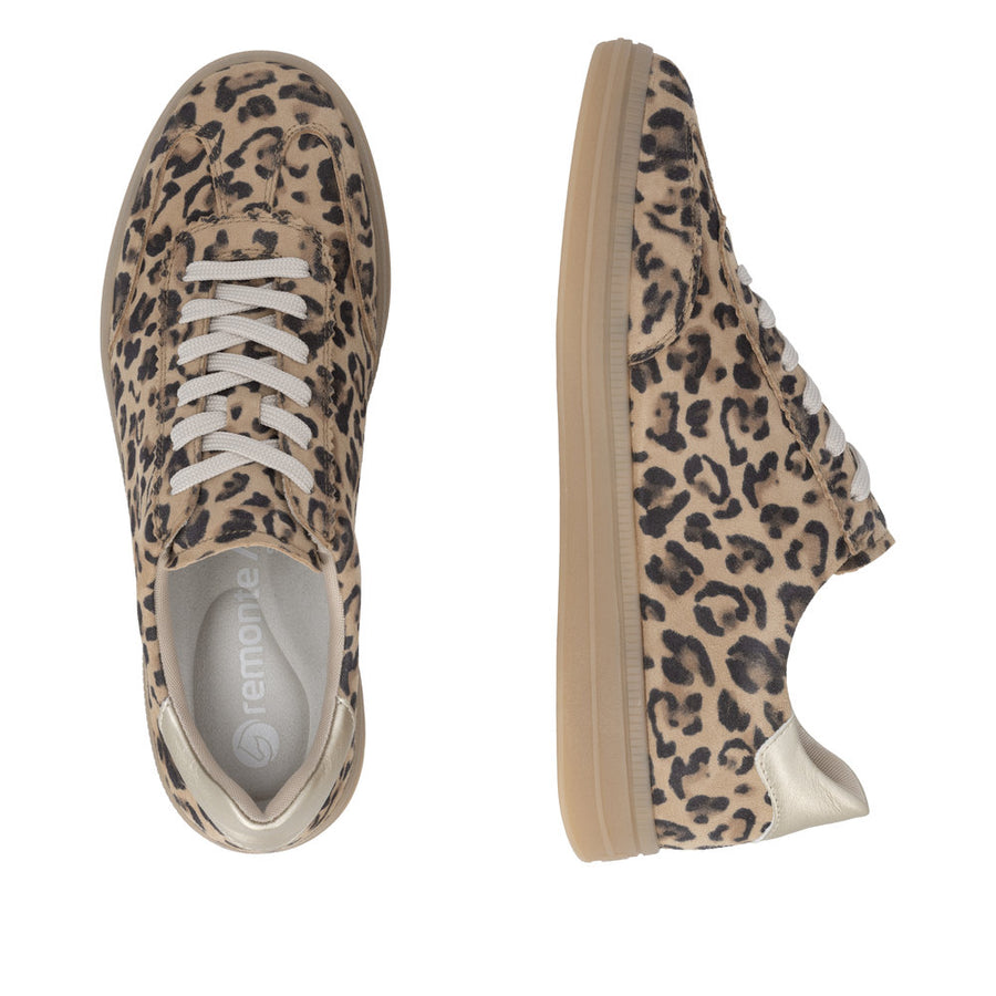 Remonte D2C06-90 Brown Leopard Print Trainer Wide Fit