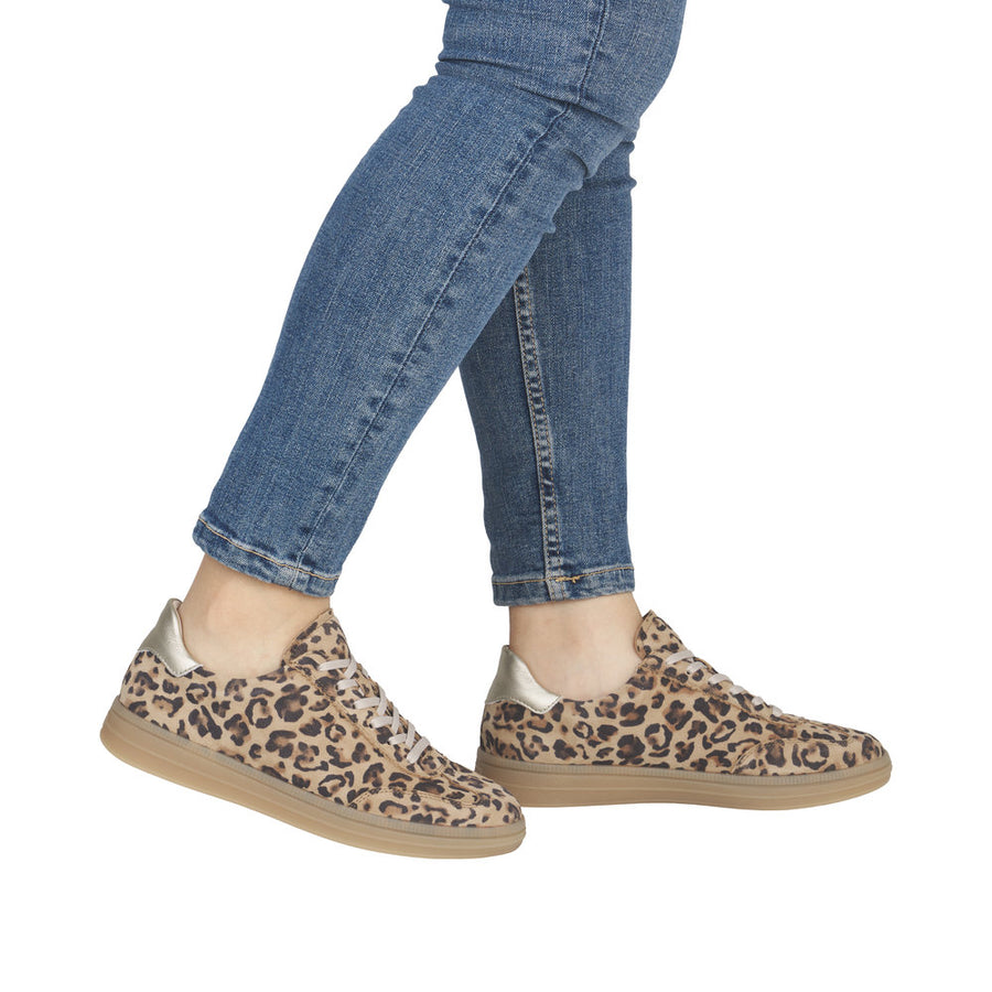 Remonte D2C06-90 Brown Leopard Print Trainer Wide Fit