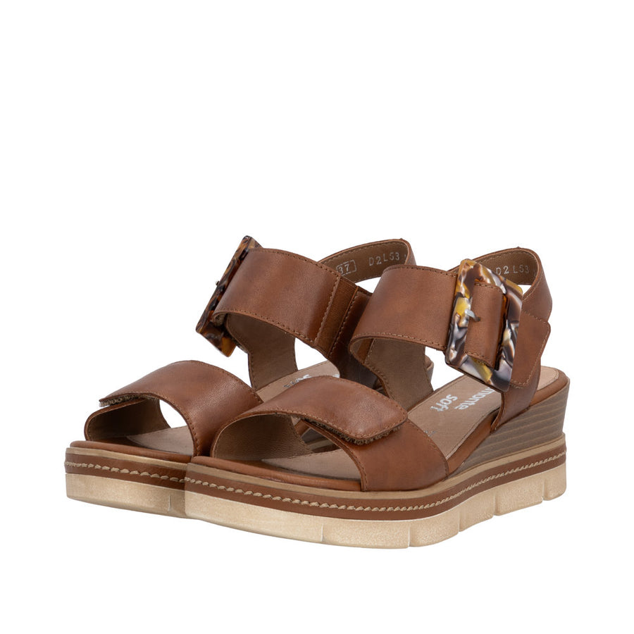 Remonte D2L53-24 Tan Adjustable Wedge Sandal