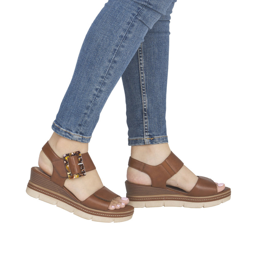 Remonte D2L53-24 Tan Adjustable Wedge Sandal