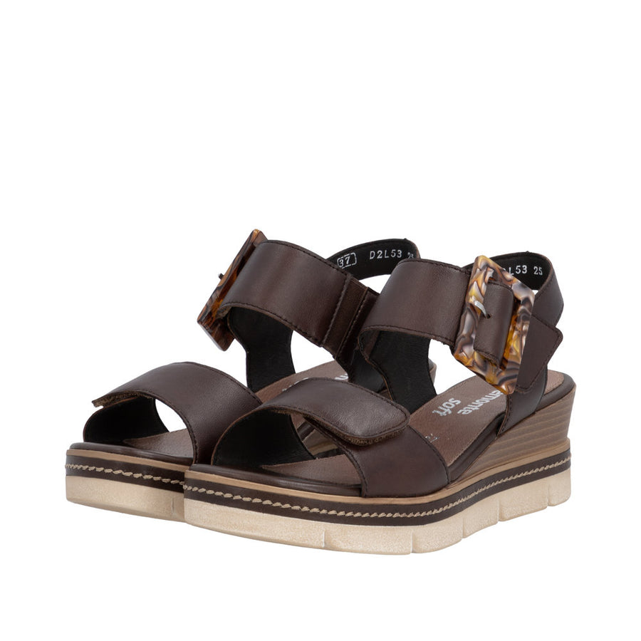 Remonte D2L53-25 Dark Brown Adjustable Wedge Sandal