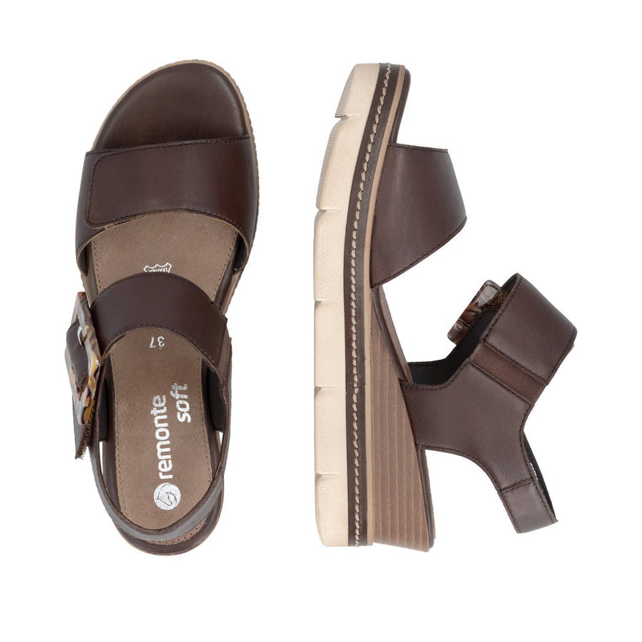 Remonte D2L53-25 Dark Brown Adjustable Wedge Sandal