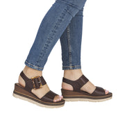 Remonte D2L53-25 Dark Brown Adjustable Wedge Sandal