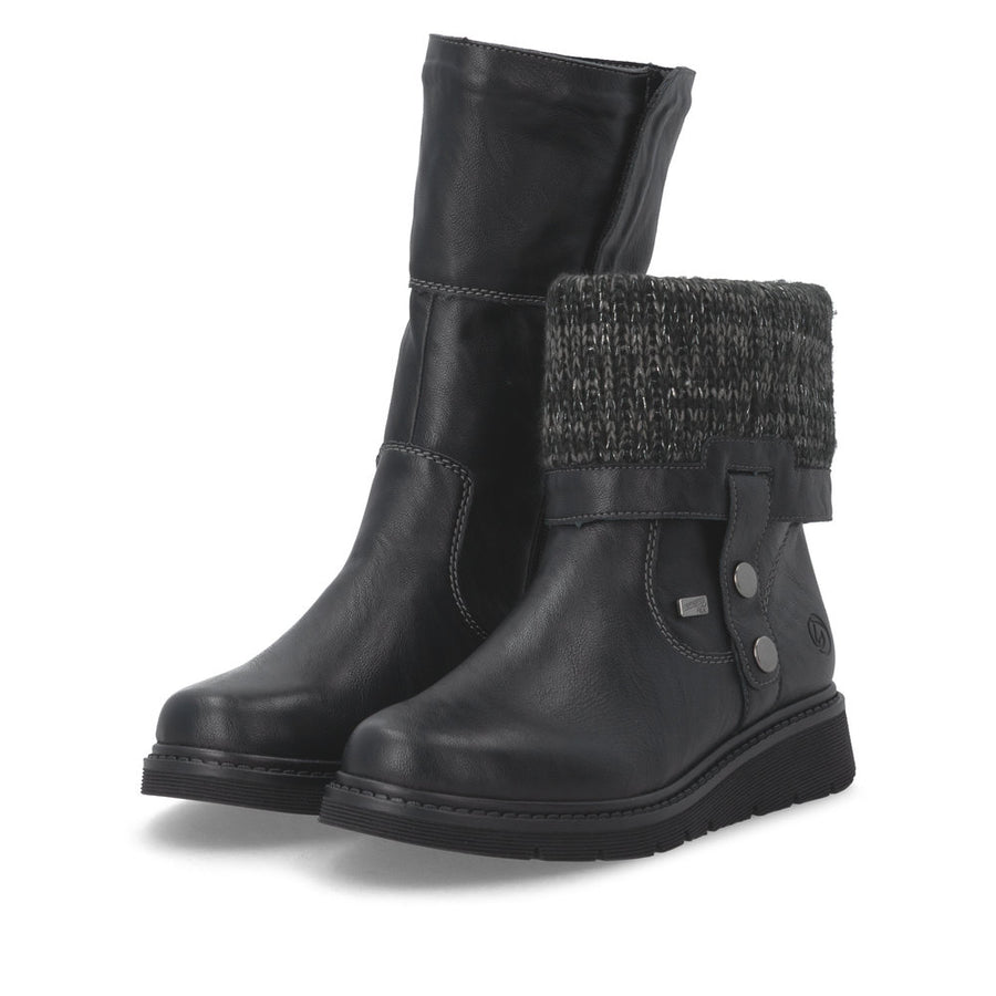 Remonte D3976-03 Black Water Resistant Wide Fit Boots