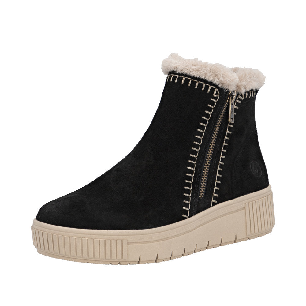 Remonte D3B70-03 Wide Fit Wool Lined Black Boots