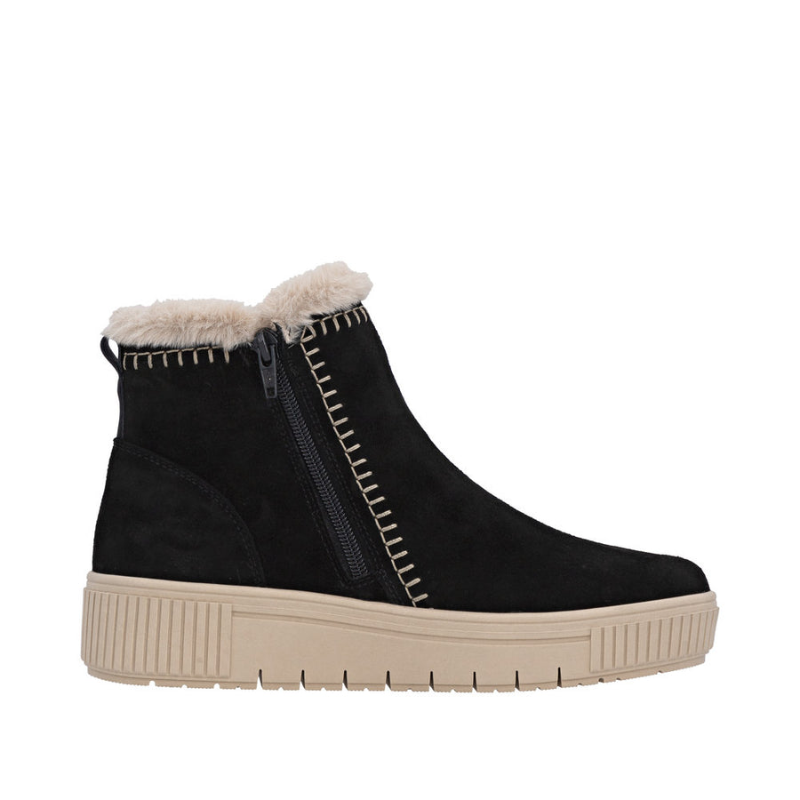 Remonte D3B70-03 Wide Fit Wool Lined Black Boots