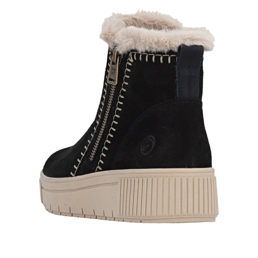 Remonte D3B70-03 Wide Fit Wool Lined Black Boots
