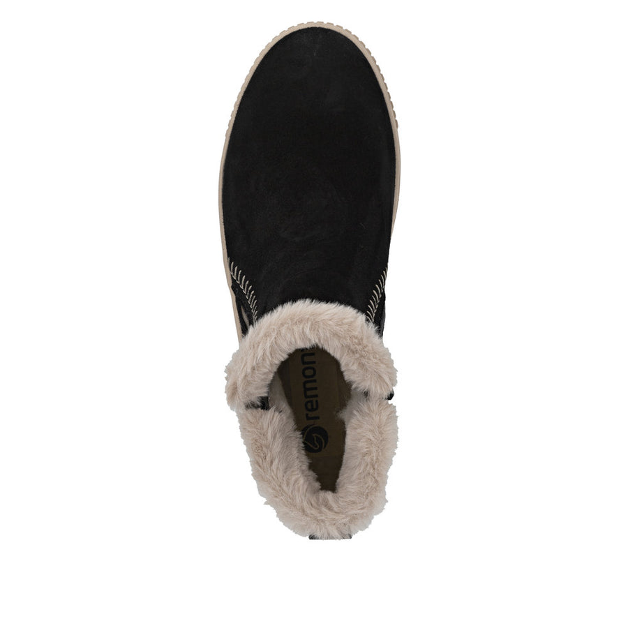 Remonte D3B70-03 Wide Fit Wool Lined Black Boots