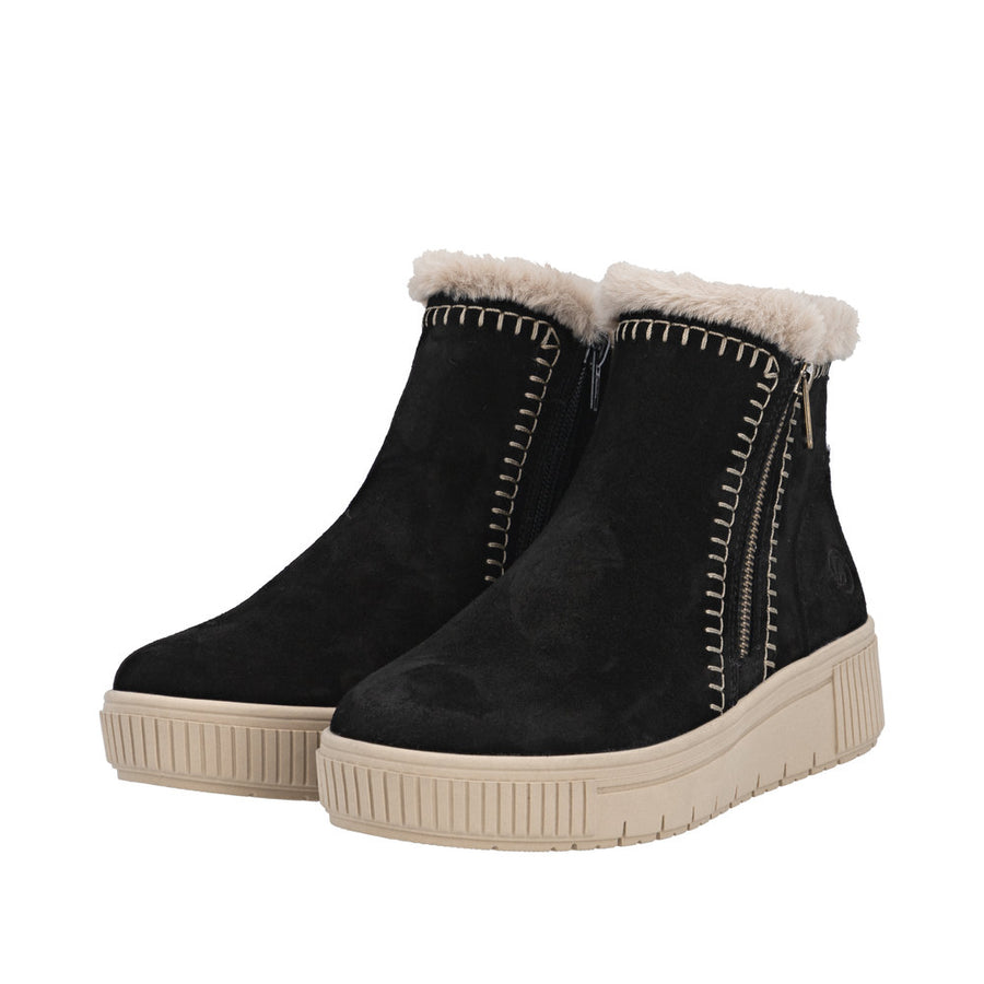 Remonte D3B70-03 Wide Fit Wool Lined Black Boots