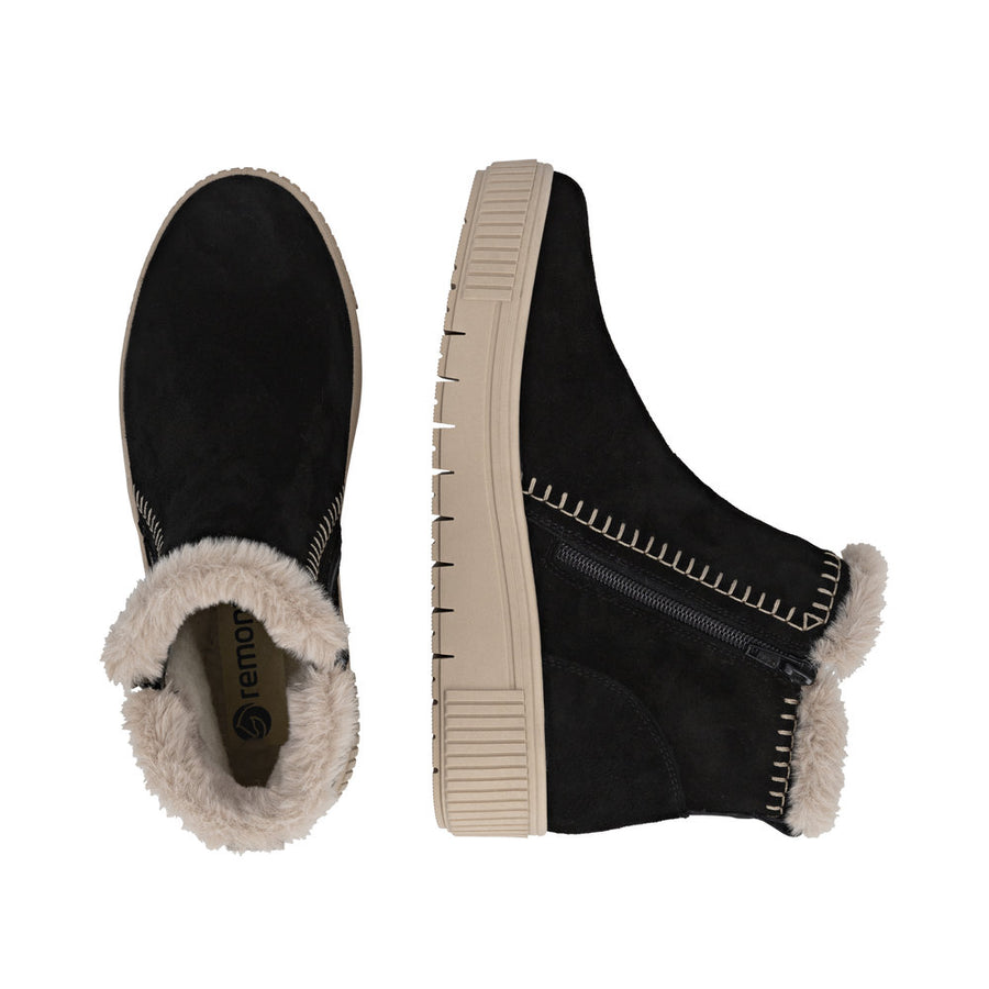 Remonte D3B70-03 Wide Fit Wool Lined Black Boots
