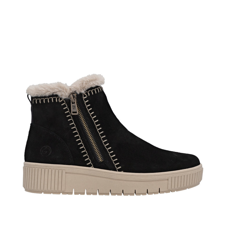 Remonte D3B70-03 Wide Fit Wool Lined Black Boots