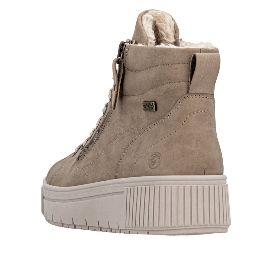 Remonte D3B71-20 Wide Fit Warm Lined Waterproof Beige Boots