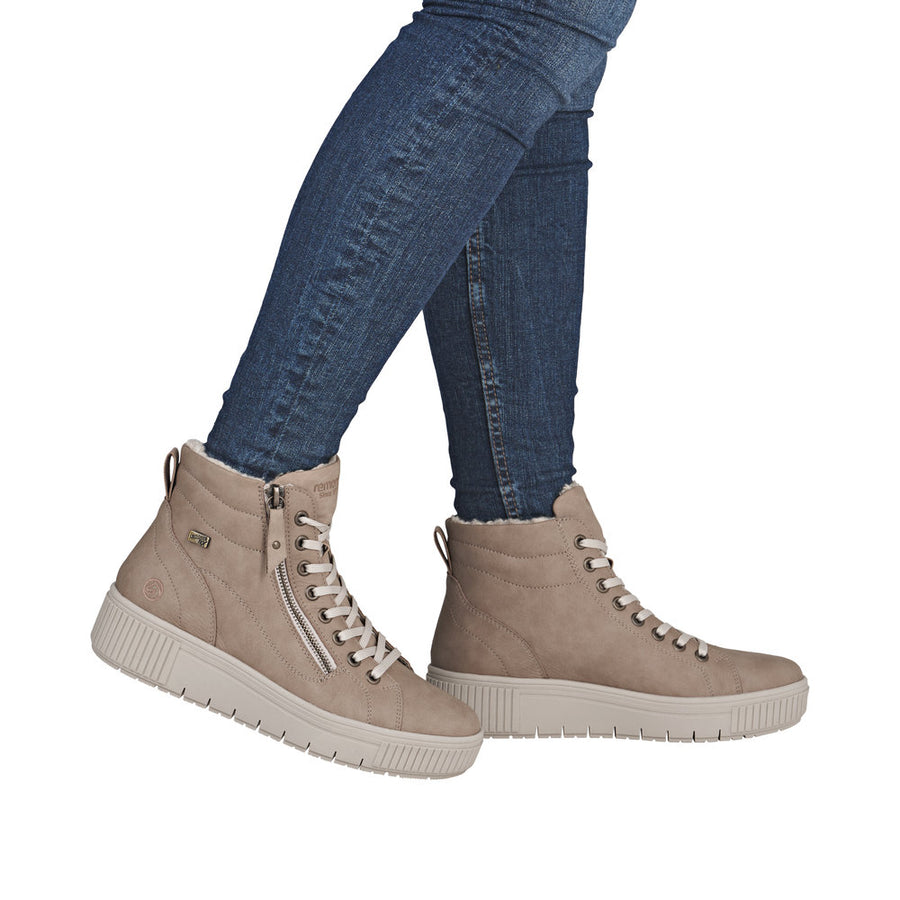 Remonte D3B71-20 Wide Fit Warm Lined Waterproof Beige Boots