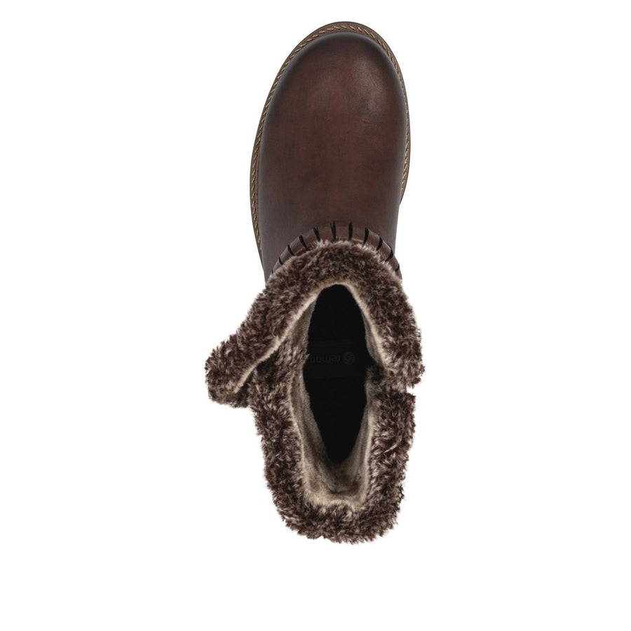 Remonte D3C72-22 Wide Fit Waterproof Wool Lined Mid Length Brown Boots