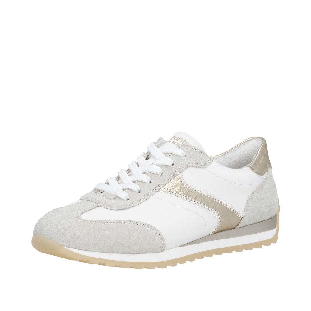 Remonte D3H03-80 Off White/Gold Wide Fit Trainer