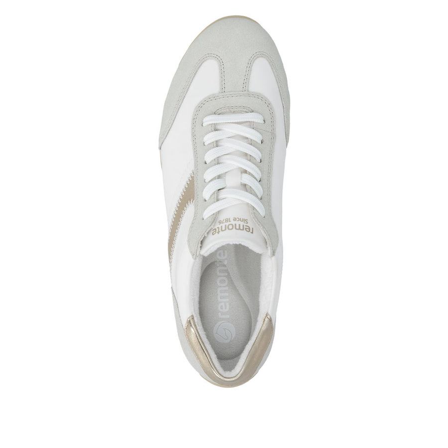 Remonte D3H03-80 Off White/Gold Wide Fit Trainer