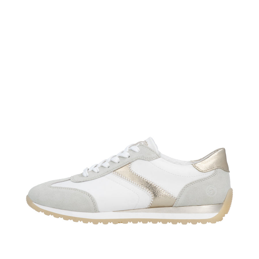 Remonte D3H03-80 Off White/Gold Wide Fit Trainer