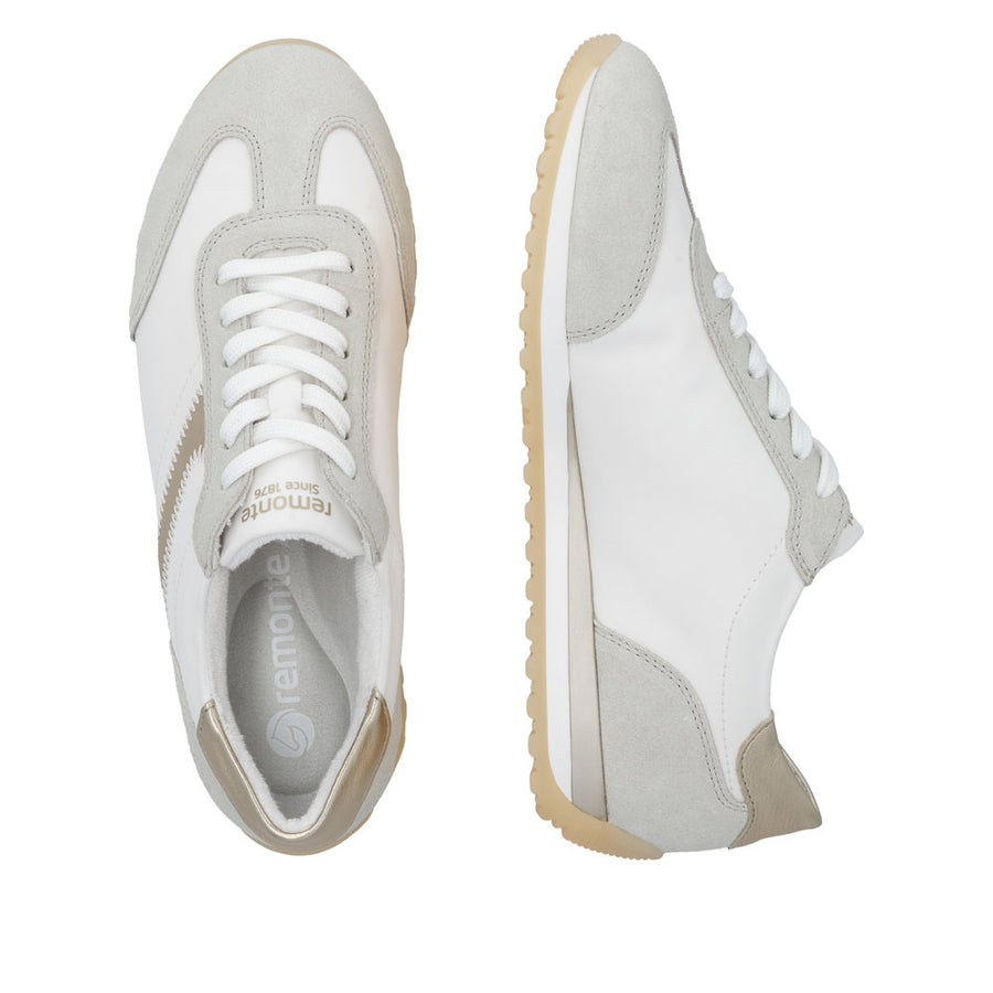 Remonte D3H03-80 Off White/Gold Wide Fit Trainer