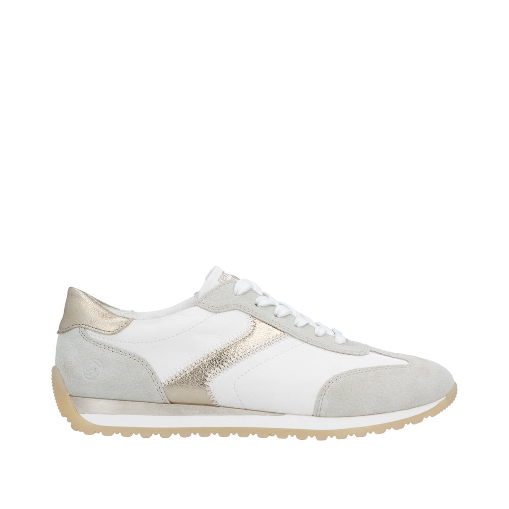Remonte D3H03-80 Off White/Gold Wide Fit Trainer