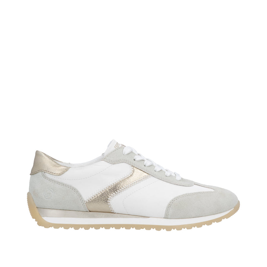 Remonte D3H03-80 Off White/Gold Wide Fit Trainer