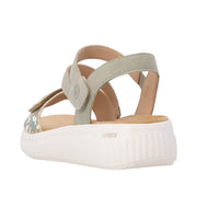Remonte D3L51-52 Sage Green/Off White Adjustable  Metallic Wide Fit Sandal