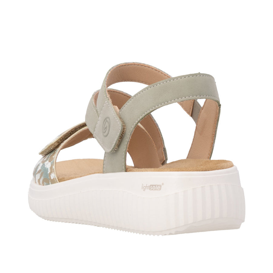Remonte D3L51-52 Sage Green/Off White Adjustable  Metallic Wide Fit Sandal