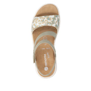 Remonte D3L51-52 Sage Green/Off White Adjustable  Metallic Wide Fit Sandal