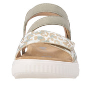 Remonte D3L51-52 Sage Green/Off White Adjustable  Metallic Wide Fit Sandal