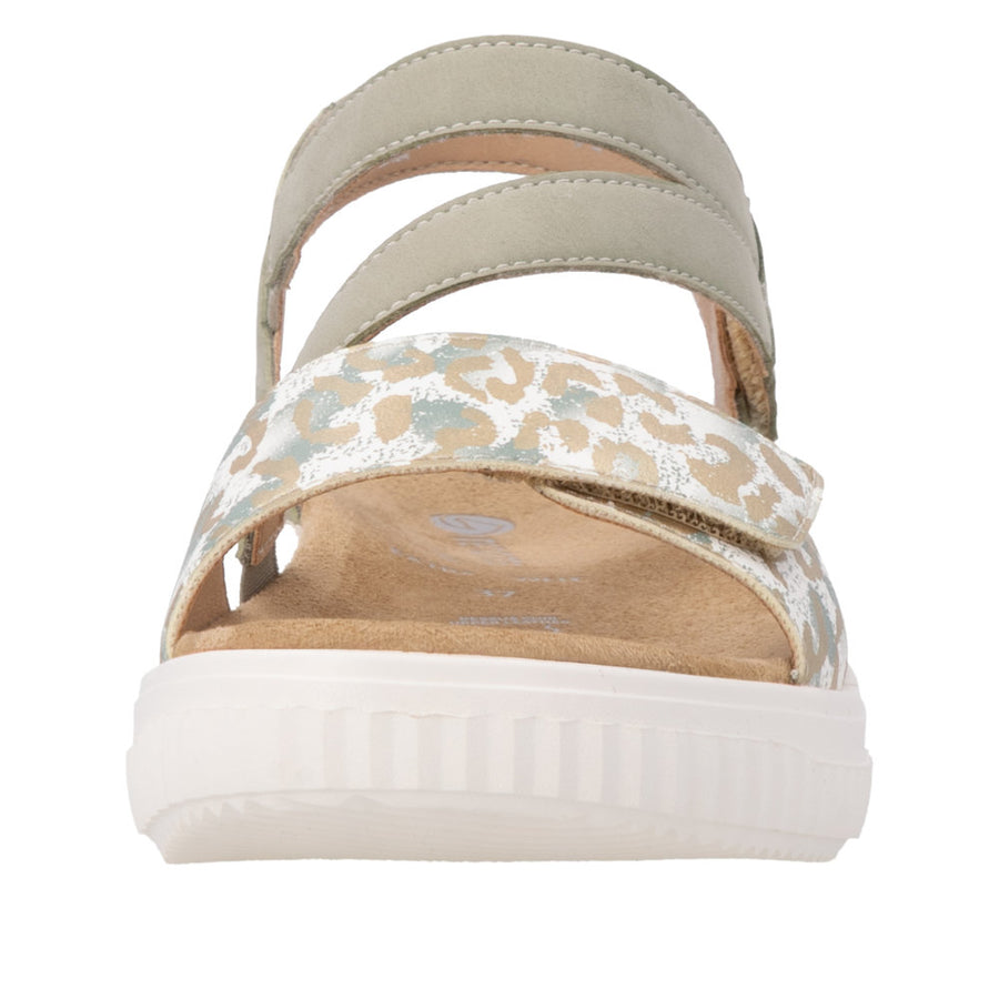 Remonte D3L51-52 Sage Green/Off White Adjustable  Metallic Wide Fit Sandal
