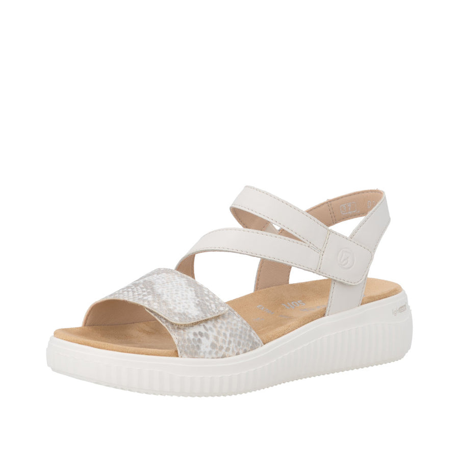 Remonte D3L51-60 Off White/Gold Adjustable Wide Fit Sandal